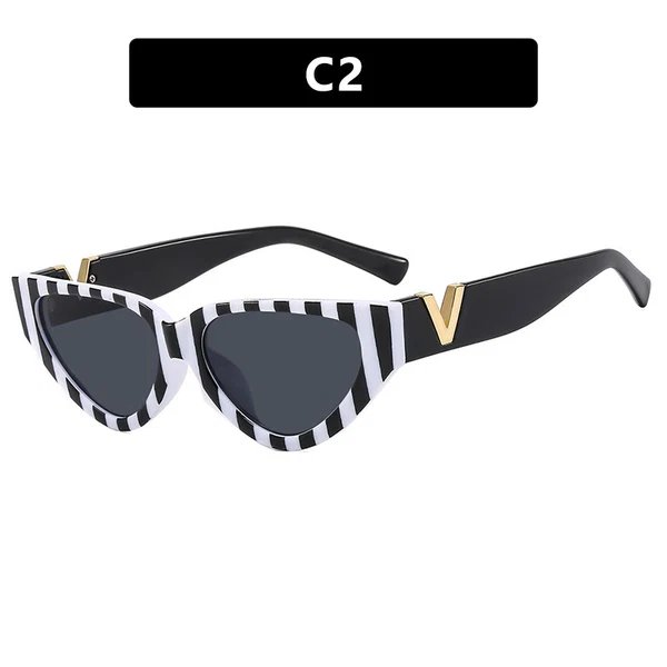 Damen Cat-Eye Sonnenbrille mit modernem Streifenmuster und elegantem Akzent