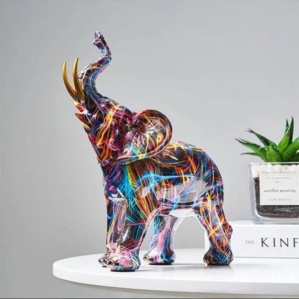 Bunte abstrakte Elefantenfigur für die Heimdekoration