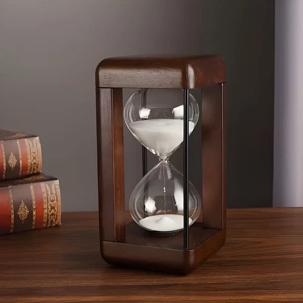 Sanduhr mit solidem Holzrahmen – Hochwertig und dekorativ | 30 Minuten für Büro, Schreibtisch und Zuhause Hover Image