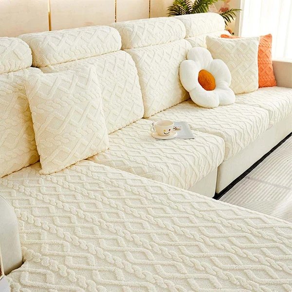 Voll Wickelweiches Fleece Stretch Sofaüberzug für alle Jahreszeiten Hover Image