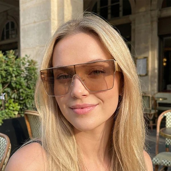 Damen Modische visierartige Sonnenbrille mit innovativem Rahmen