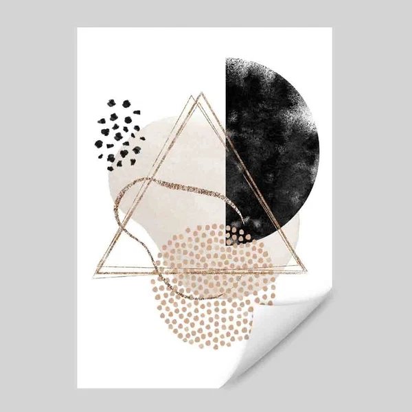 Abstrakter geometrischer Kunstdruck in Schwarz und Gold Nr. 1 Hover Image