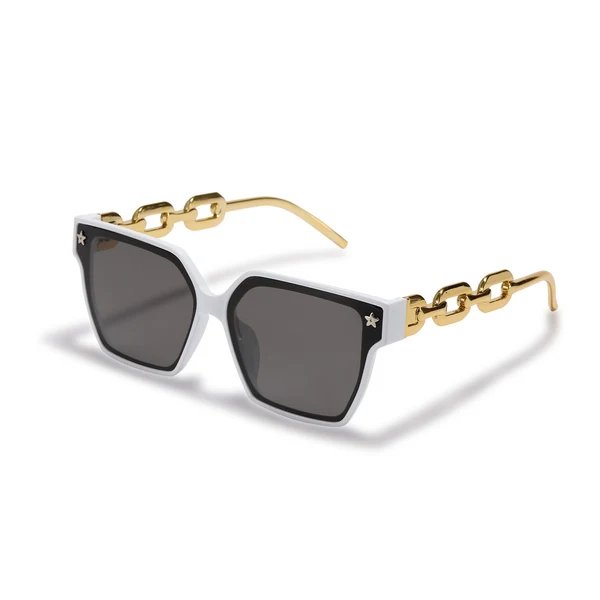 Damen stilvolle quadratische Sonnenbrille mit innovativer Metallrahmenkonstruktion