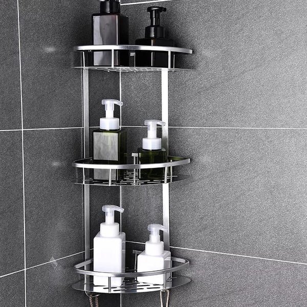 3-lagiges Eckregal aus Aluminium fürs Badezimmer
