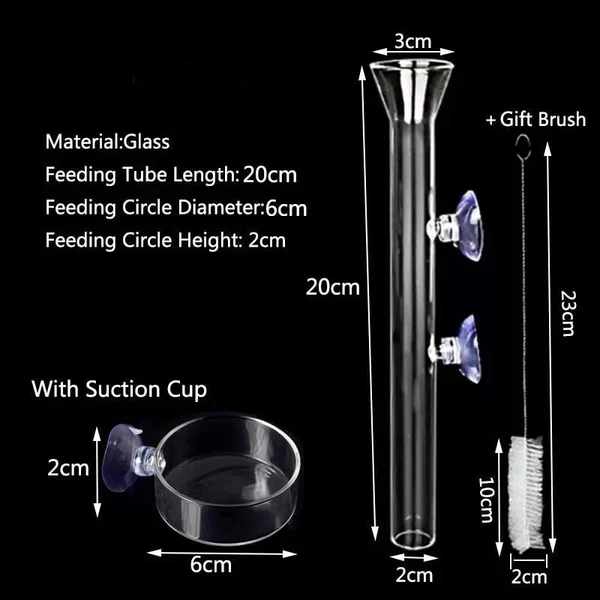 Verdickte Glas-Aquarium-Futterrohr-Schale Transparente Fischtank Garnelen Schnecken Futter Schüssel Aquarium Fischfütterungszubehör