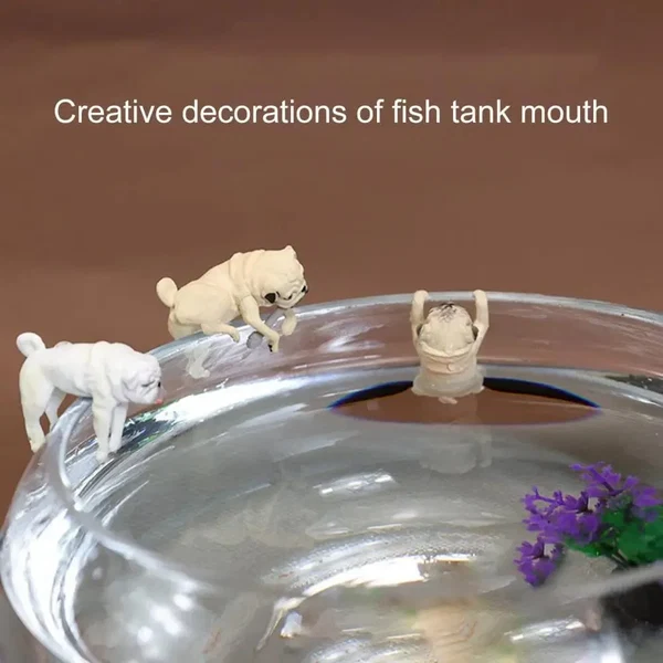 1-3Stk Mini Cartoon Hund Ornament Harz Figurine DIY Bastel Statue für Fischtank Fischschüssel Aquarium Zubehör Wohnkultur Hover Image