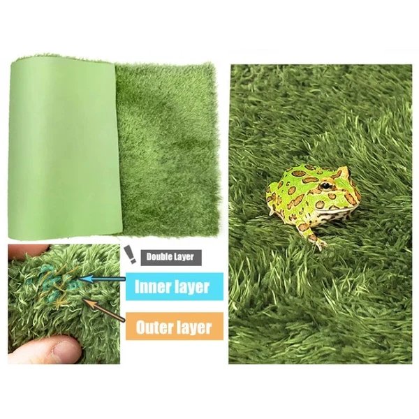 Verdickte doppelschichtige Reptilien Haustier Moos Teppich Polstermaterial Frosch Schildkröte Schlange Eidechse Matten befeuchtender Kunstrasen