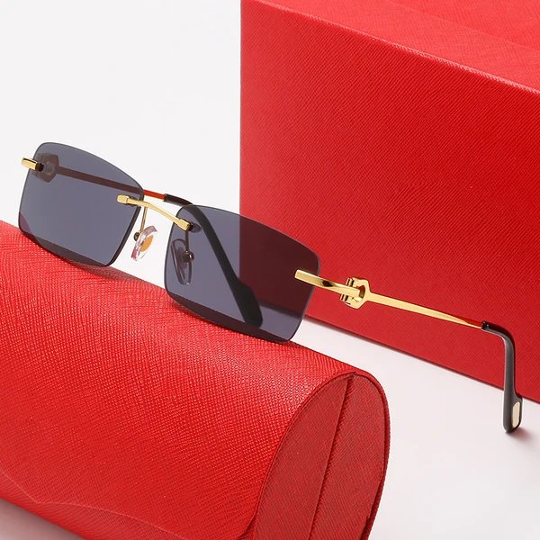 Damen rechteckige Designer-Sonnenbrille mit elegantem Metallrahmen