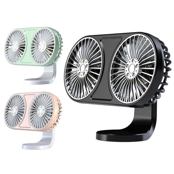 360° drehbarer Dual-Head USB Auto-Ventilator mit Ambientebeleuchtung Hover Image