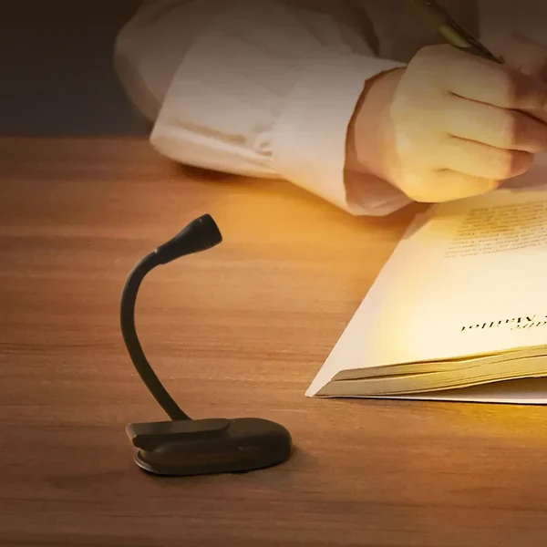 Mini Buchlicht - Tragbare Clip-On Nachtlampe mit USB-Ladung, dimmbare LED für Schlafzimmer, Augenschutz und Camping - 360° Flip Clip Buchlampe