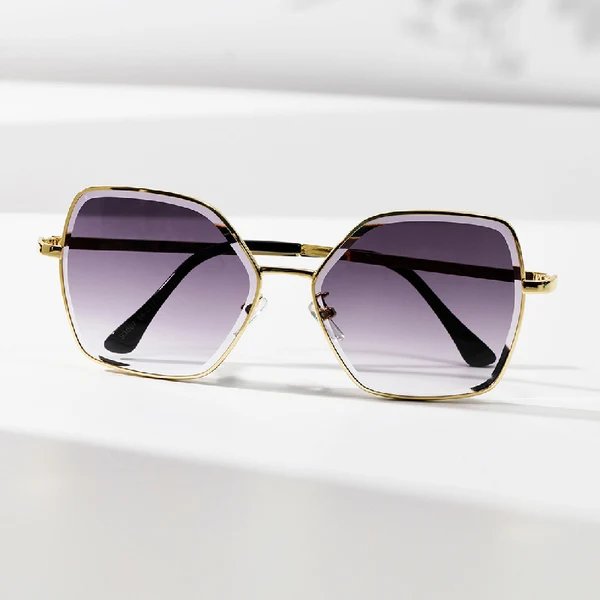 Damen geometrische Sonnenbrille mit modischem Goldrahmen