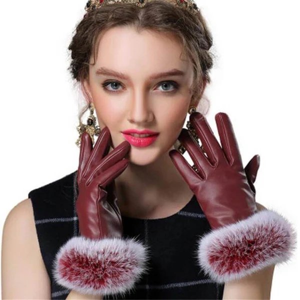 Damen Echt Kaninchenfell Handschuhe