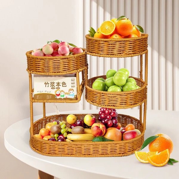 Unisex Rattan Ablage aus drei Ebenen