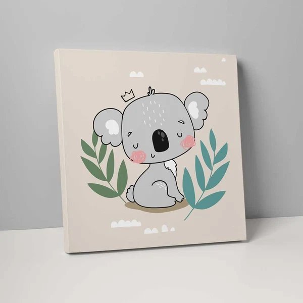 Boho Safari Dschungel Koala Beige und Grau auf Leinwand