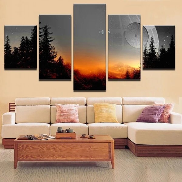 5-teiliges Leinwandbild „Sonnenuntergang“ Hover Image