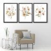 Herbstliche Wildblumensträuße – 3er-Set Kunstdrucke