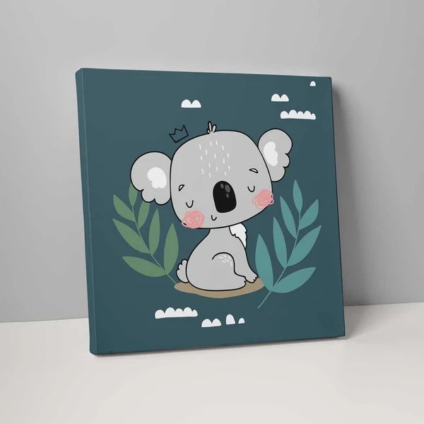 Boho Safari Dschungel Koala Türkisblau und Grau auf Leinwand
