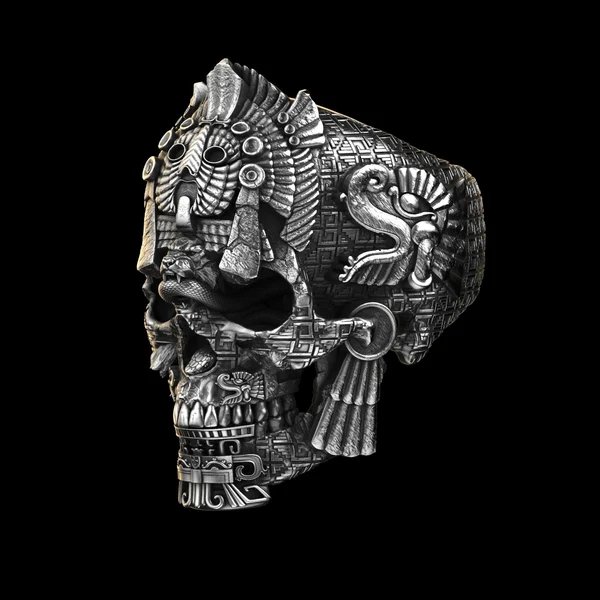 Herrenring mit Totenkopfmotiv aus Sterlingsilber | Handgefertigter Statement-Schmuck von GrimSkull | 100 % Silber