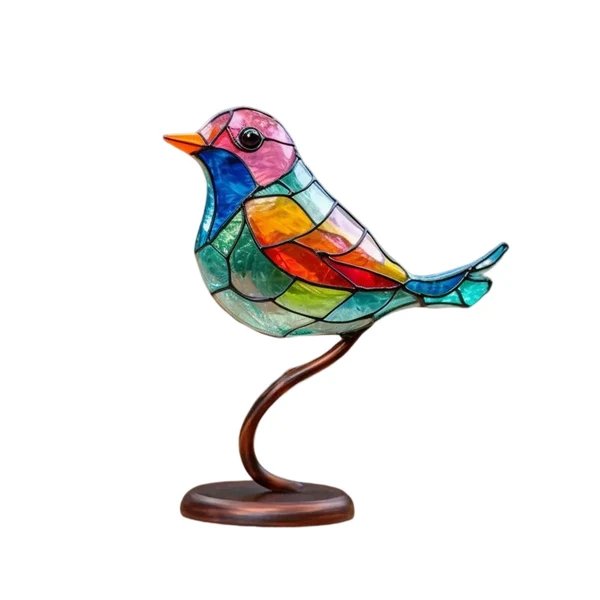 Bunte Glasornamente Vögel auf Zweigen