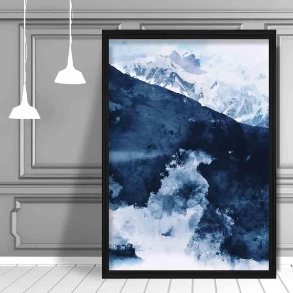 Blaue abstrakte Berg-Aquarellkunstdrucke Nr. 1