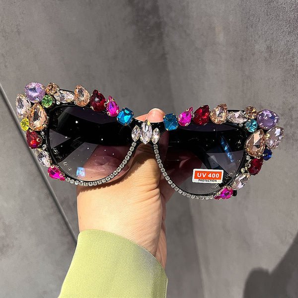 Damen Glamouröse Kristall-Sonnenbrille