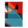 Abstrakter Kunstdruck mit farbenfrohen Formen, Blau, Rot, Beige, Nr. 6