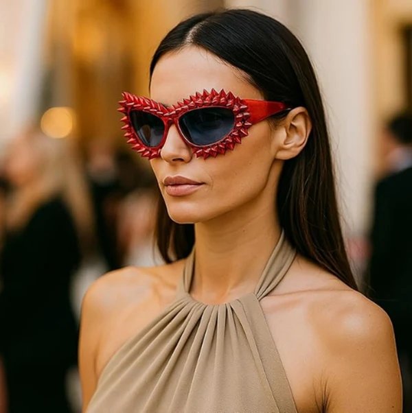 Damen Statement-Sonnenbrille mit kreativen Nietenakzenten