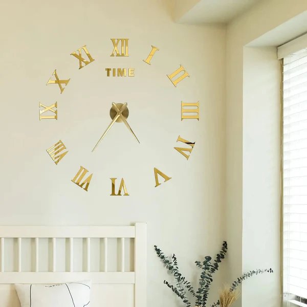 Große Wanduhr DIY 3D Selbstkleber Spiegel Acryl Wanduhr für Küche Esszimmer Wohnzimmer Kreative Wohnkultur