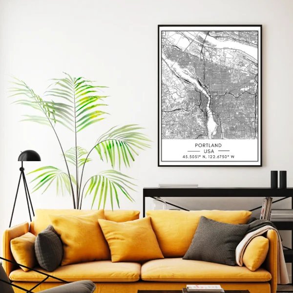 Stadtplan von Portland – Leinwandbild