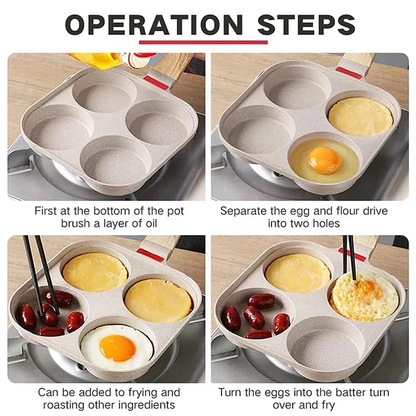 Verdickte Omelette-Ei-Bratpfanne mit Deckel Antihaft 4 Tassen Pfannkuchenpfanne Hover Image