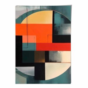 Abstrakte Formen Kunstdruck Türkis, Rot und Grau Nr. 3