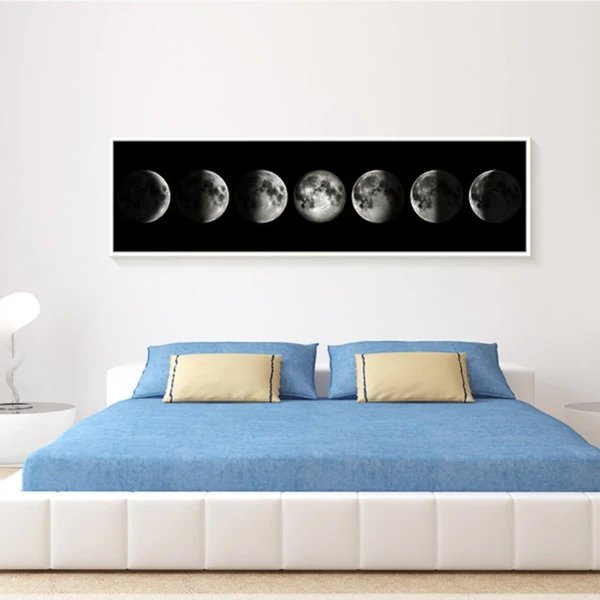 Mondphasen Schwarz-Weiß Kunst - Leinwand Wandkunst Gemälde