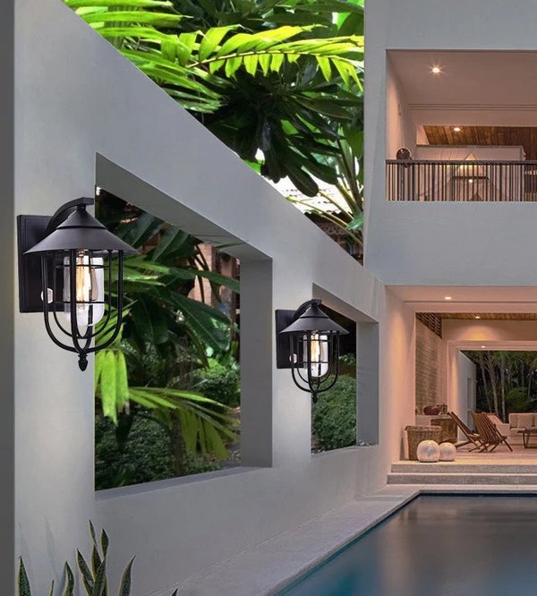 Zeitgenössische industrielle Eisen wasserdichte menschliche Körpersensor 1-Licht Außenwand Sconces Lampe für Außenpatio Hover Image