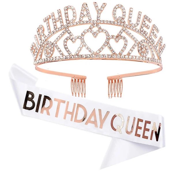 Damen Funkelndes Tiara- und Schärpen-Set