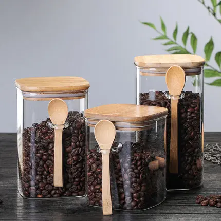 Bamboo- und Glas-3-teiliger Behältersatz