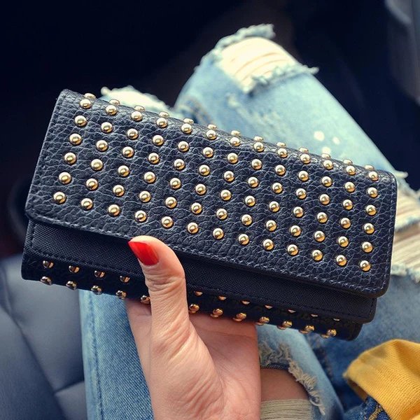 Damen PU-Leder Mode Lange Clutch Vintage