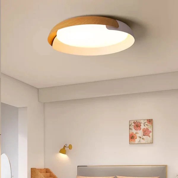 Holz-Deckenleuchte fürs Schlafzimmer