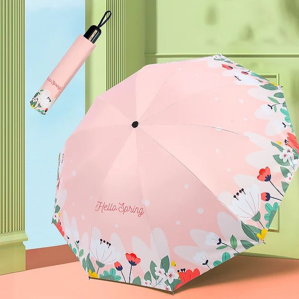 Damen Faltbarer Regenschirm mit floralem Design