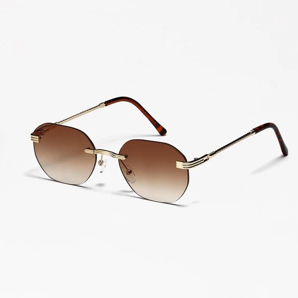 Damen geometrische Sonnenbrille mit elegantem Metallrahmen