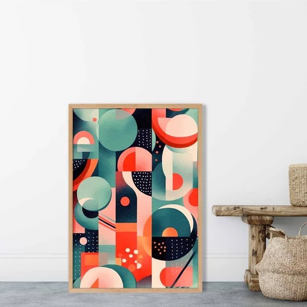Abstrakter Kunstdruck mit farbenfrohen Pastellformen Nr. 3 Hover Image