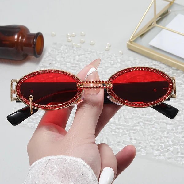 Damen extravagante modische Sonnenbrille mit strassbesetztem Rahmen