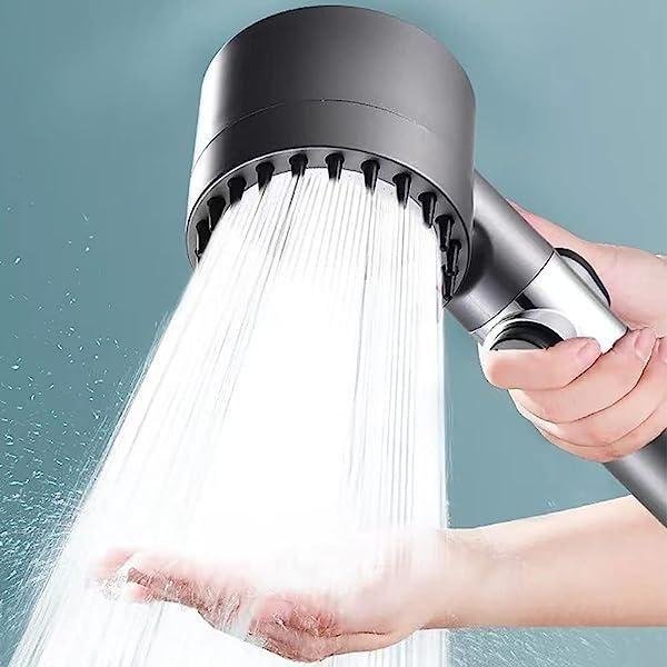HydroPower Duschkopf – Hochdruck-Duschkopf mit 3 Strahlarten und Massagebürste