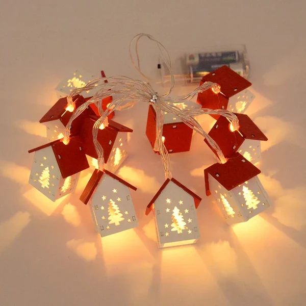 Leuchtende Hölzerne Weihnachtsbaum-Dekoration – LED Lichterkette für festliche Beleuchtung
