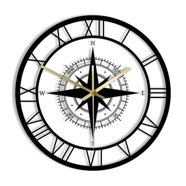 Richtungsdiagramm - Nautische Kompass-Wanduhr