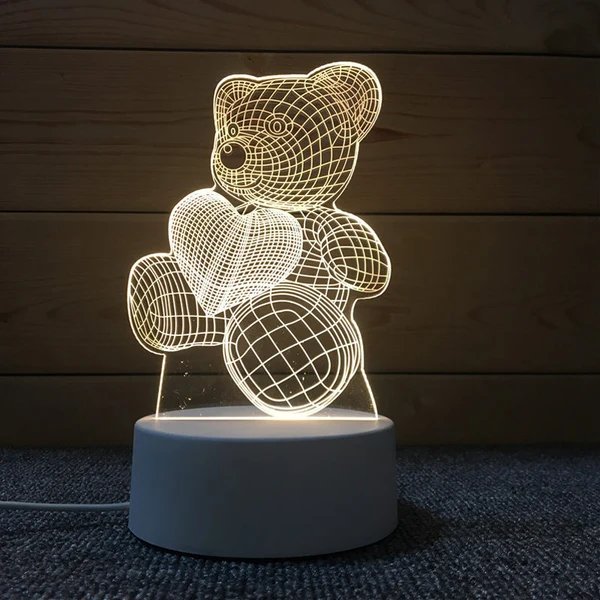 3D Liebe Bären Nachtlicht