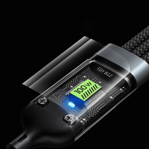 🔥3-in-1 100W Transparentes Schnellladekabel Hover Image