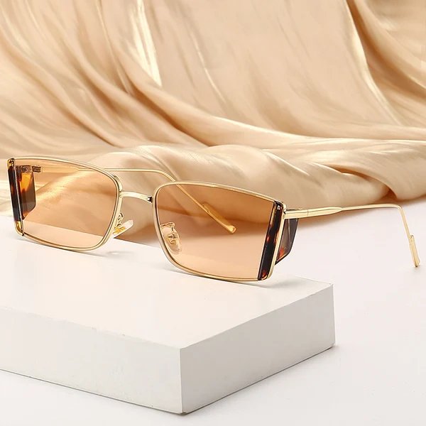 Damen elegante quadratische Sonnenbrille mit feinem Metallrahmen