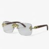 Randlose Steampunk Sonnenbrillen mit Metallakzenten – Nirex