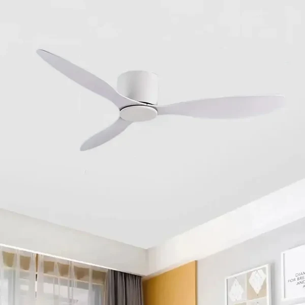 42-52 Zoll Deckenventilatoren mit DC-Motor — Fernbedienung Niedrigboden Kühlventilatoren, ohne Licht, weiße Holz- & schwarze Optionen