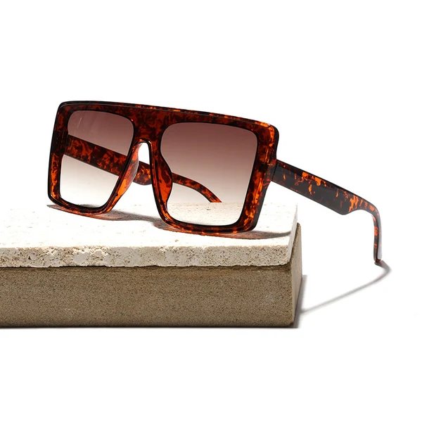 Damen oversized quadratische Sonnenbrille mit luxuriösem Schildpatt-Design